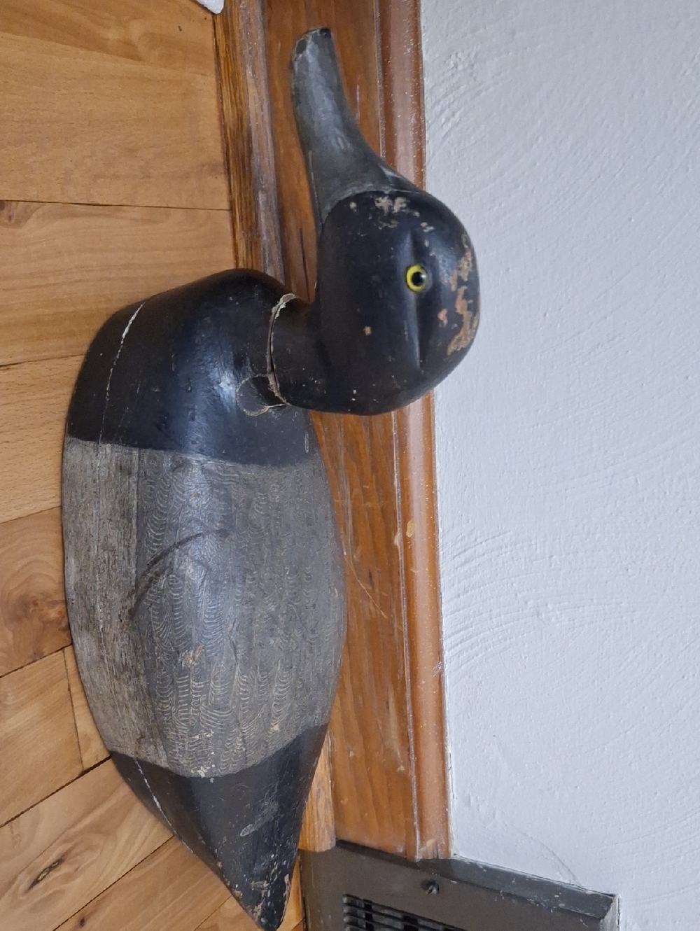 Vintage Wooden Duck Decoy - Black and Gray - Picture 3 of 6